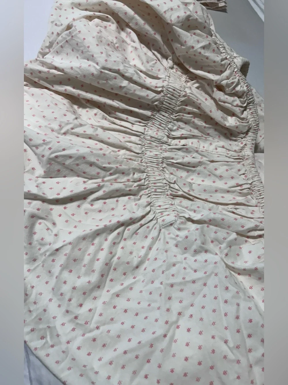 Opal House Sheet Set 3 Piece White & Salmon with Blue Embroidery Border XL Twin